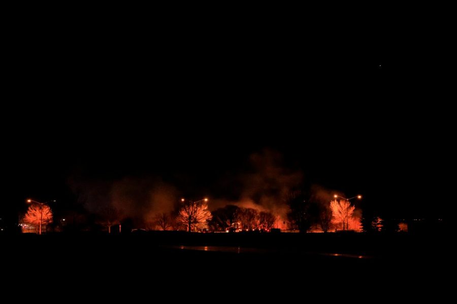 Trees at Sandstone ranch in flames the night of December 3rd. 