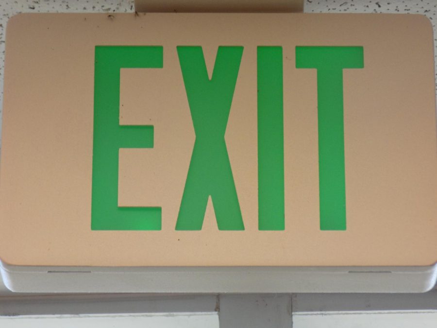 Exit signs are posted throughout the school. 