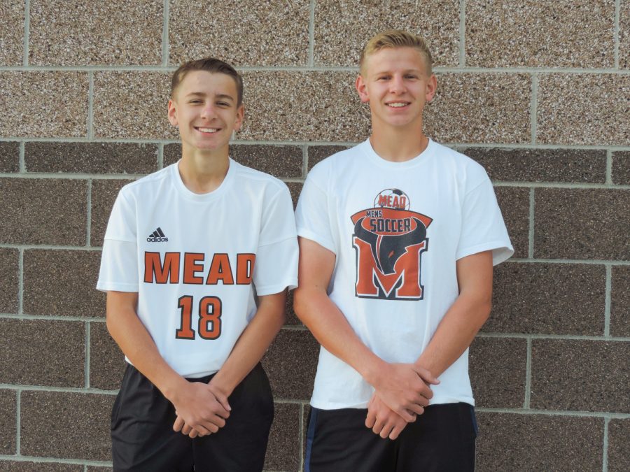 Wyatt and Winston Sears, two brothers on the Varsity Soccer team, showing their pride in their team here at Mead by wearing their favorite Mav gear. 