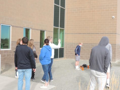 Students in Ms. Higgins class play a quick game of spike ball during a mask break before heading back to class.