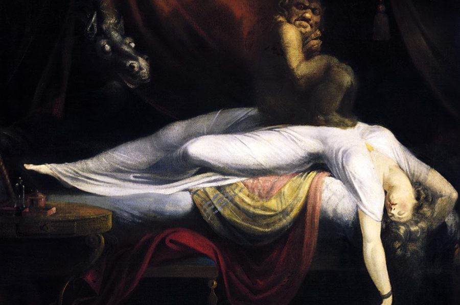 Henry Fuseli’s, The Nightmare, is an oil painting created in 1781 that was very successful due to its dream like and haunting quality referencing nightmares.