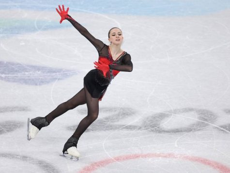 Kamila Valieva of Team ROC skates during the Women Single Skating Free Skating Team Event on day three of the Beijing 2022 Winter Olympic Games on Feb. 7.