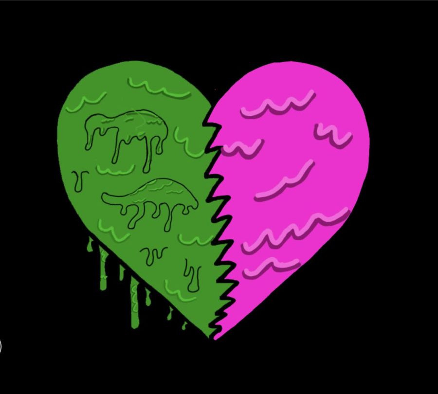 Toxic Green and Pink Heart