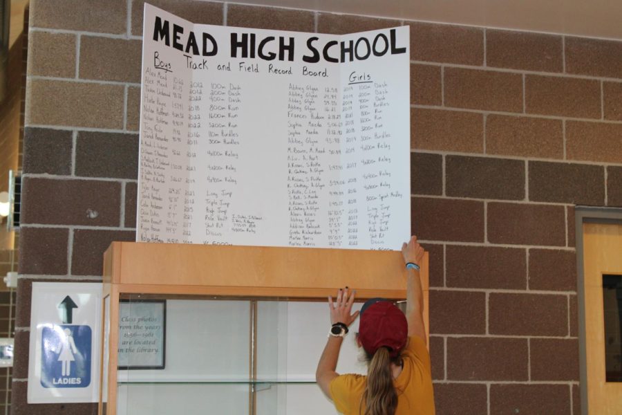 The board contains cross country as well as track and field records.