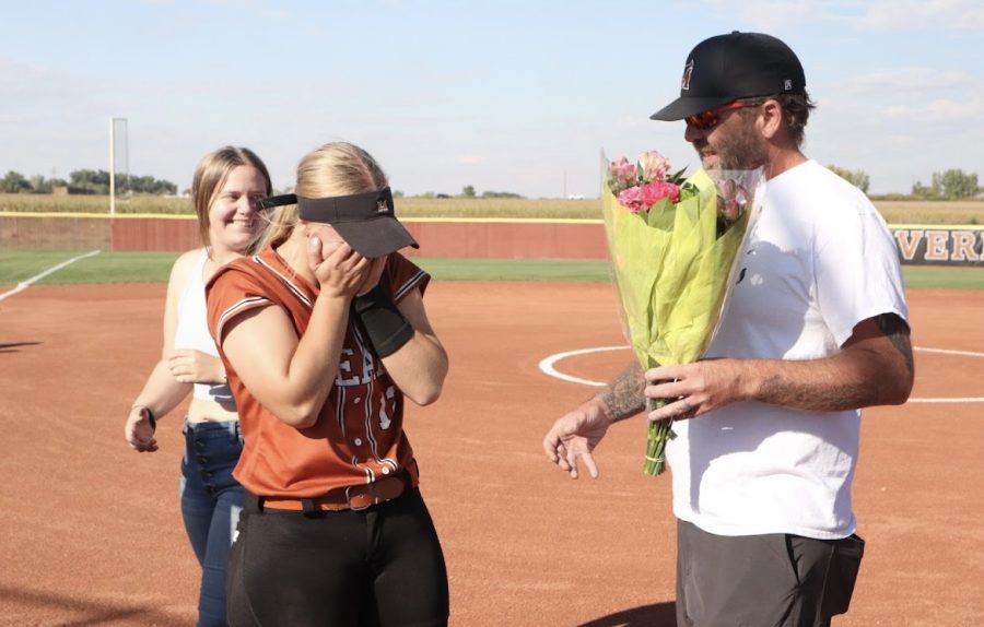 My head went in my hands when my dad surprised me for my softball senior night.