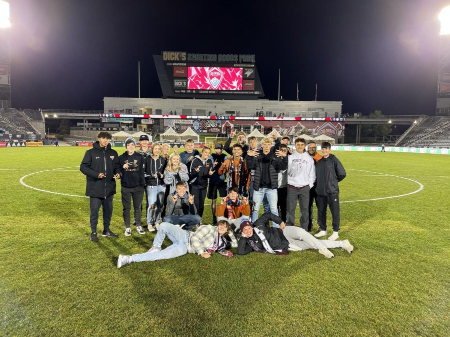 Mead Soccer JV and Varsity team went to a Rapids Game for a bonding trip.