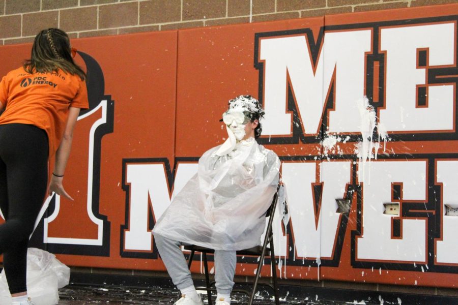Another of the games included students chosen by their peers getting pied in the face.