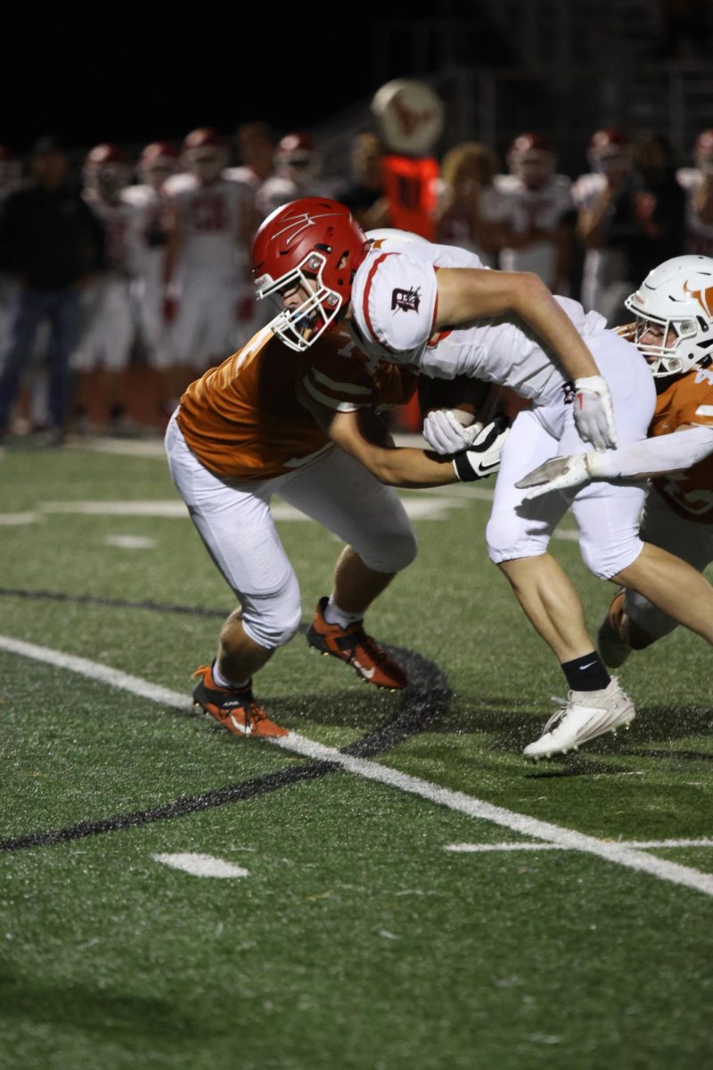 Joshua Gonzaves (‘26) tackles a Durango player in Mead’s game against the Demons.