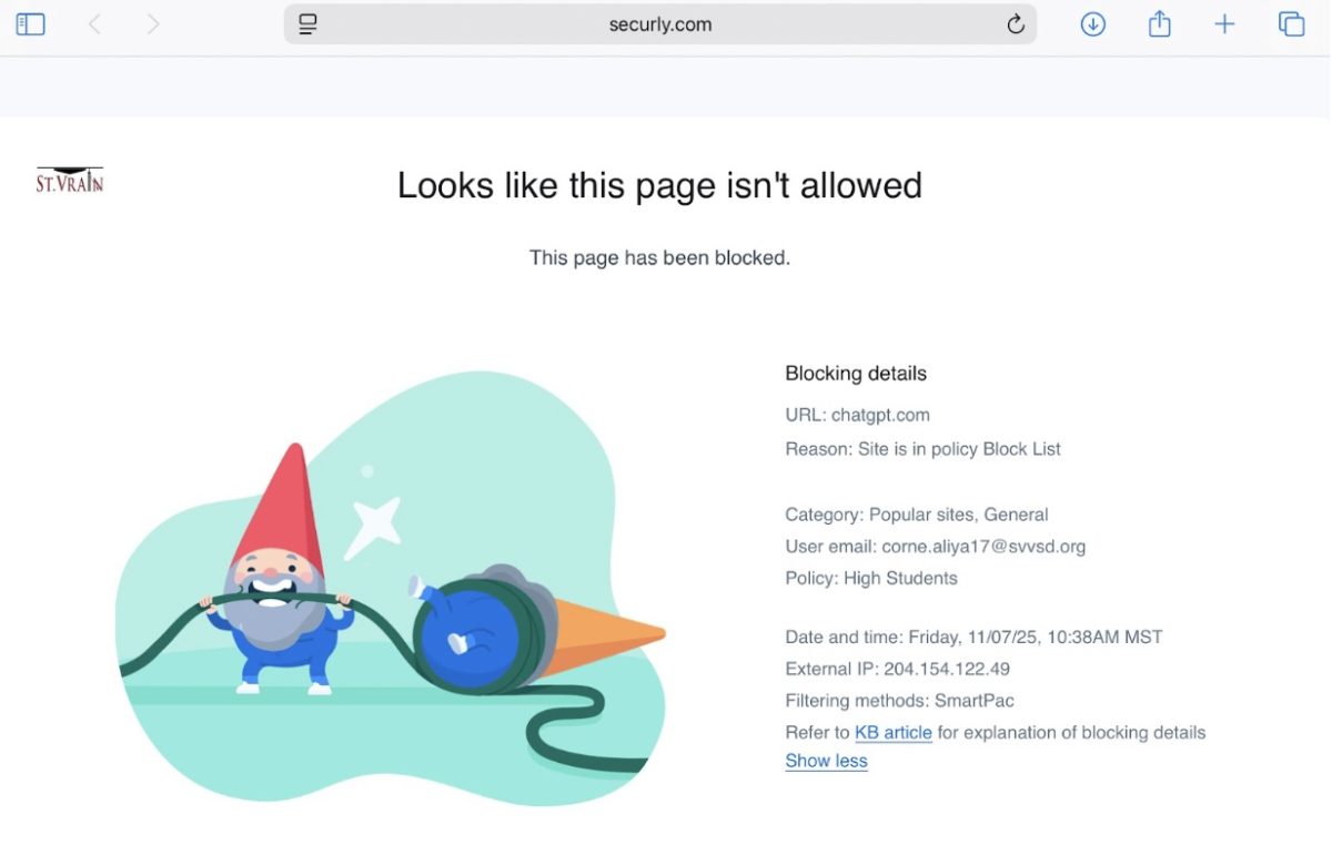 Error code after student searches up ChatGPT.com.