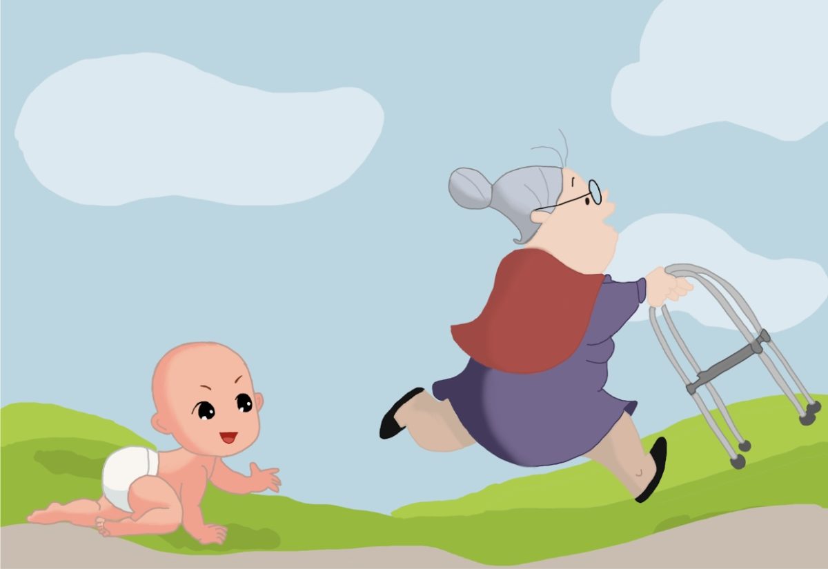 Babies have gone rogue, chasing old people.