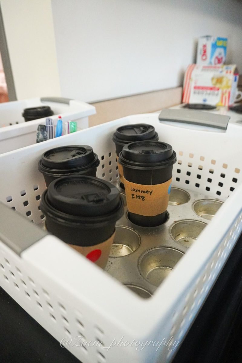 Cups are lined help to make the morning run more smoothly. 